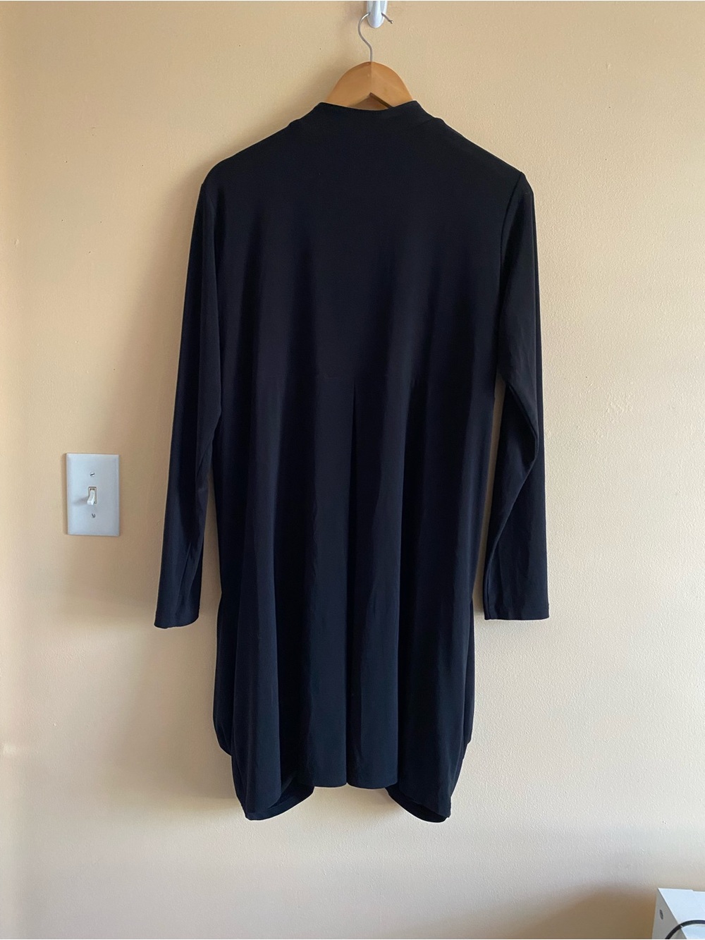 Sympli Button Front Tunic Dress Woman 14 Black Pockets Ruched Hem Stretch Travel - Picture 3 of 13